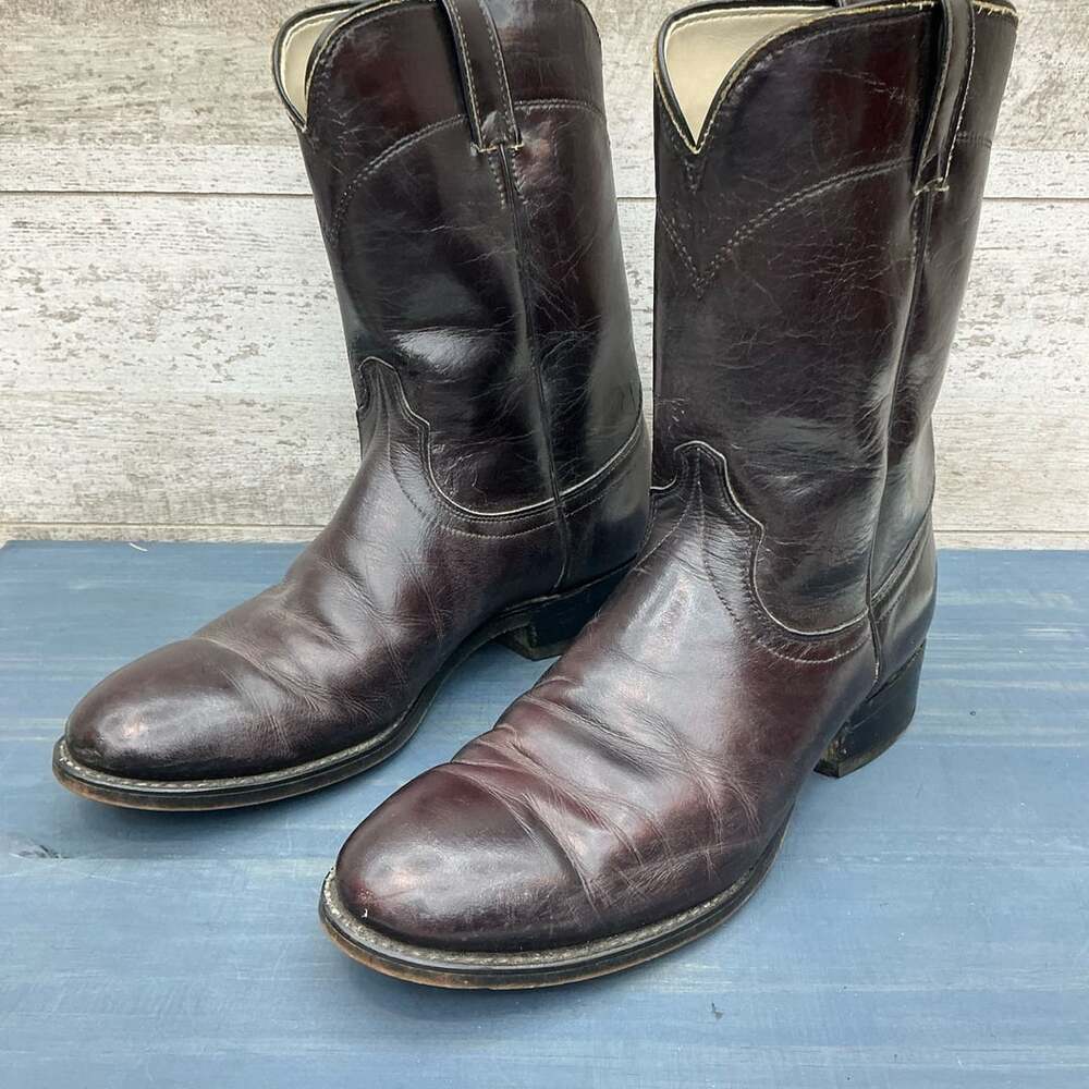 Laredo Vintage Brown Leather Roper Cowboy Boots Style 7917 Size 9.5D